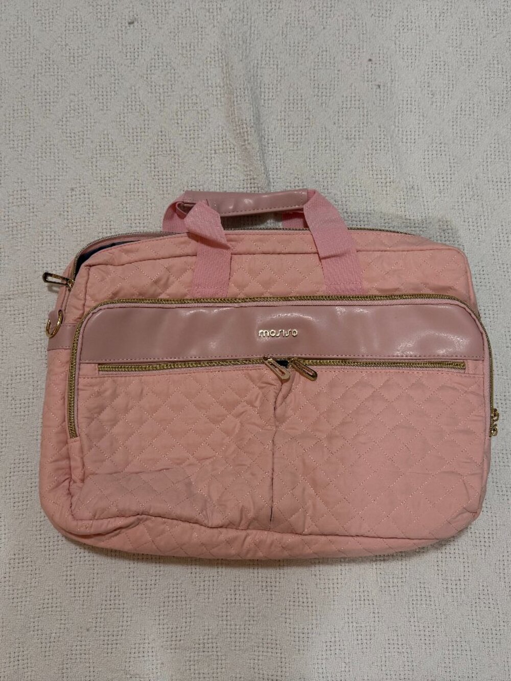 Momo Pink Quilted Laptop Computer Bag Briefcase